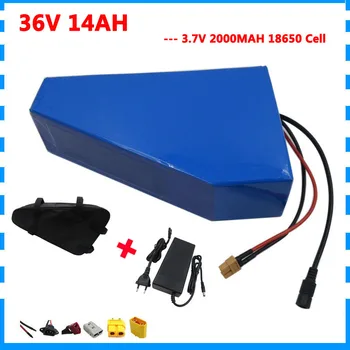 

500W 36V 14AH li-ion battery 36V Triangle ebike battery use 2000mah 18650 cell 15A BMS 42V 2A Charger with triangle bag