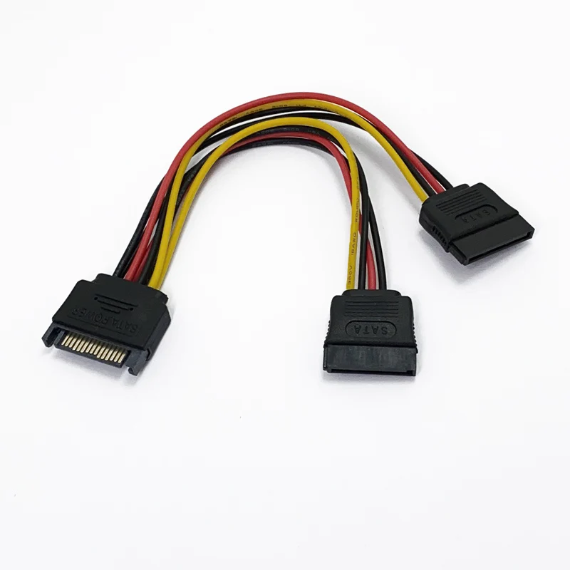 

Durable 15 Pin SATA Male to SATA Female 1:2 Y Splitter Power Cable