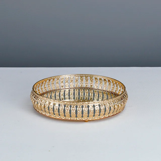 Arany Tükör Tálca Európai Stílusú Ékszertároló Esküvői Desszert Asztalkészlet Dekoráció Hideg Étkezés Gyümölcs - Image 6