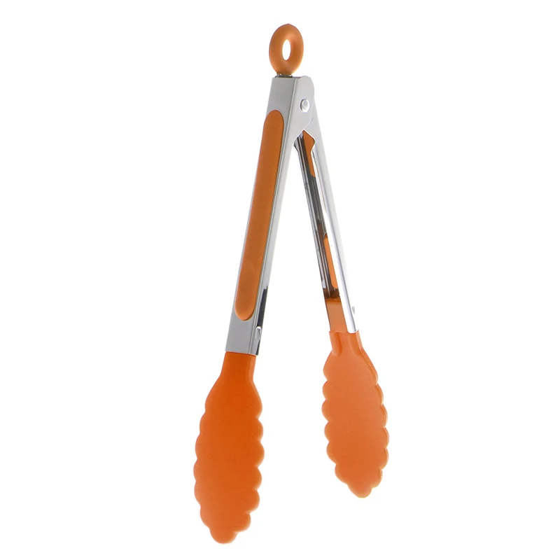 

1PC Silicone Cooking Food Serving BBQ Tongs Stainless Steel Handle Utensil