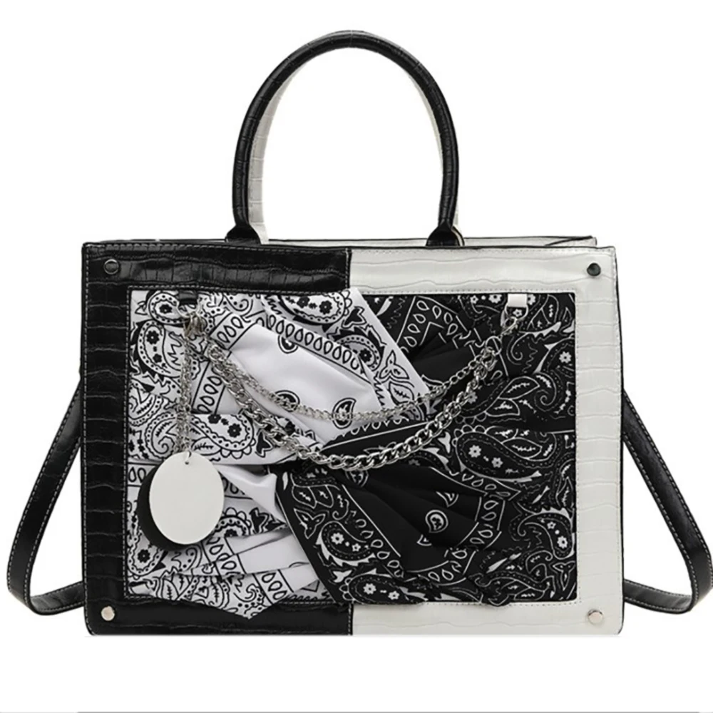 Fashion Retro Tote Bags For Women Female Large Capacity Shoulder Bags Ladies Luxury Designer Panelled Printed Crossbody Bag 2021