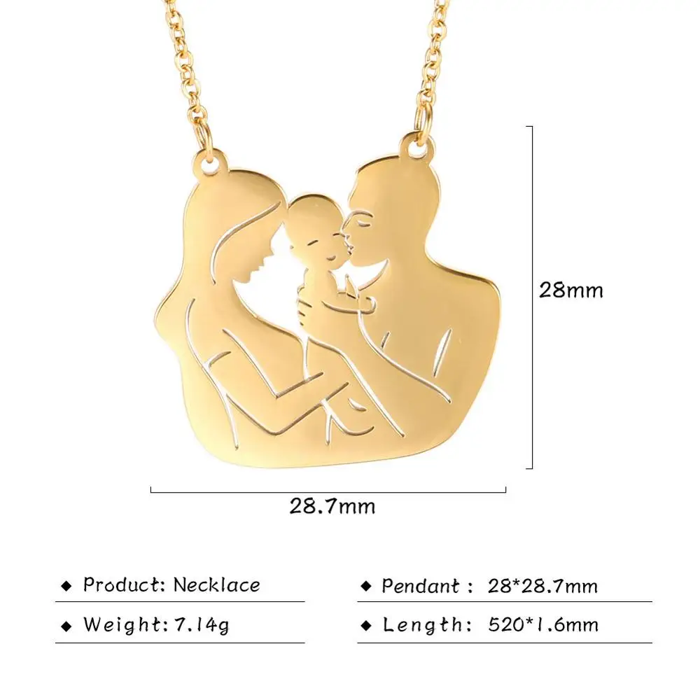 Family Gold 1 Lemegeton семейное ожерелье для мамы и ребенка, ювелирные изделия, любовь для мальчиков и девочек, подвеска ожерелье подарок, ожерелье из нержавеющей стали для детей - Окраска металла: Family Gold 1