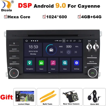 

PX6 DSP 4G+64G Android 9.0 Car DVD Multimedia Player GPS Navigation for Porsche Cayenne 2003-2010 Radio fm stereo Head unit obd2