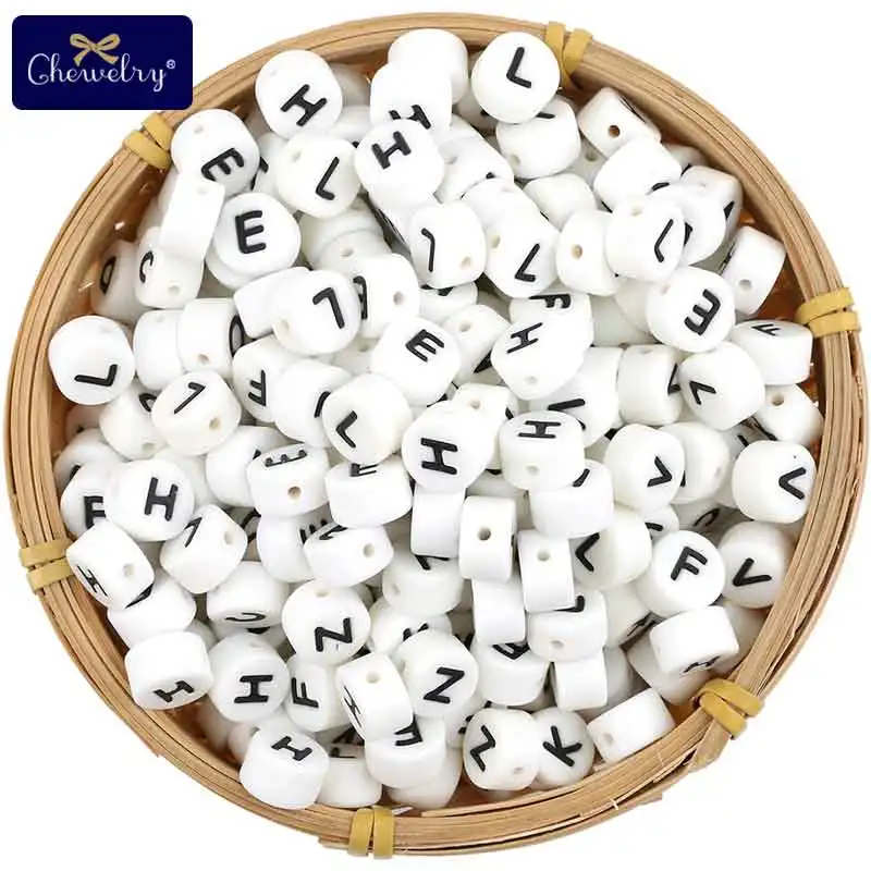 10pc Silicone Letter Beads Food Grade Baby Teether Bead English Alphabet Beads For Personalized Name DIY Teething Necklace Toys