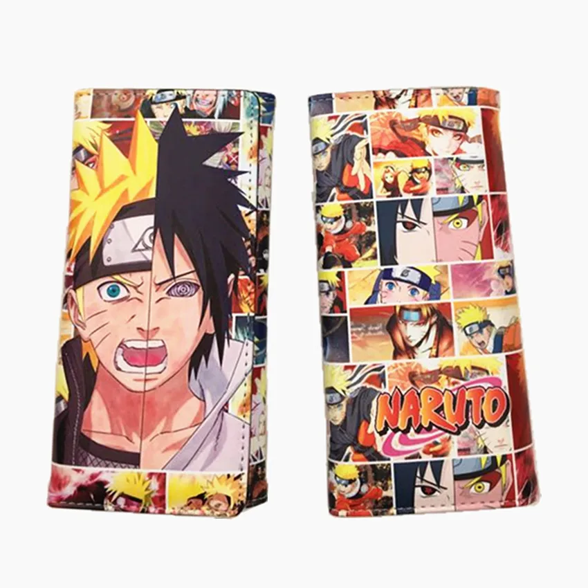 B Аниме Наруто PU кошелек Uchiha Itachi Sasuke кожаный кошелек на кнопке держатели карт слоистые мальчики девочки Монета Сумка для косплея мультфильм - Цвет: B