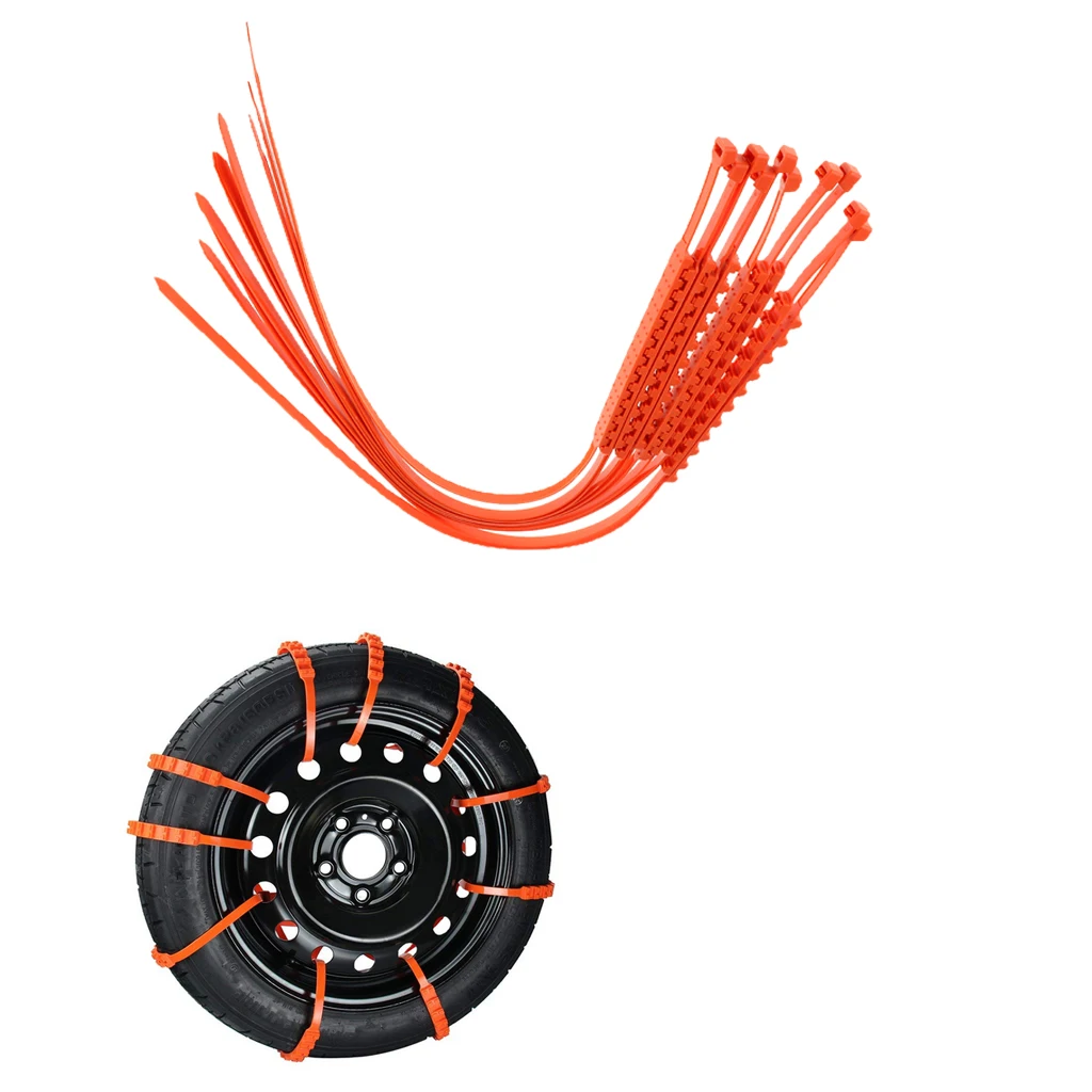 Car Snow Chains, Anti-slip Tire Cable Tire Chain for Most Cars, Pickups, and SUVs - Set of 30Pcs, Orange