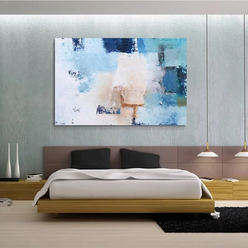 

Restaurant Significantly Long Bedside Decorativ Scandinavian Modern Sofa Background Banner Block Blue Hand-painted Oil Paintings