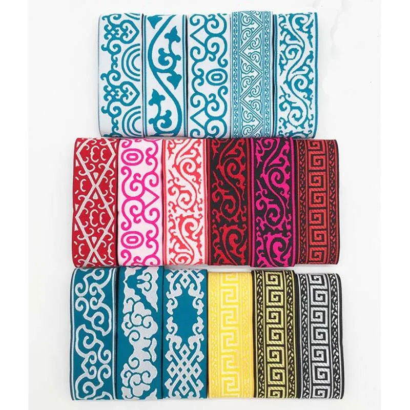 

7M/Lot Width 5CM Craft Gift Wrapping Sewing Wedding Home Party Accessories Plaid Geomrtric Woven Jacquard Ribbon HB186