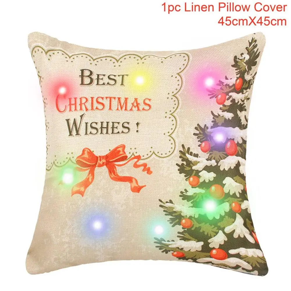 Xmas pillowcase 8 QIFU наволочка с Санта Клаусом светодиодный светильник рождественские украшения для дома Рождество Decoracion Noel год - Цвет: Xmas pillowcase 8