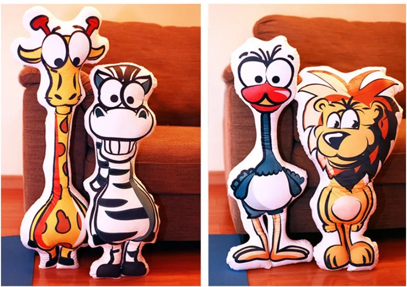 Forest Animal Plush Lion Giraffe Ostrich Kiang Plush Stuffed Doll Long Strip Pillow Cushion Toy Funny Family Member24