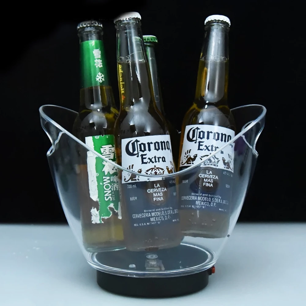Новое прозрачное ведро для льда с подсветкой высокосортный акриловый материал 2 литра светодиодный цветной шампанское, пиво, вино бочка 5 цветов на выбор