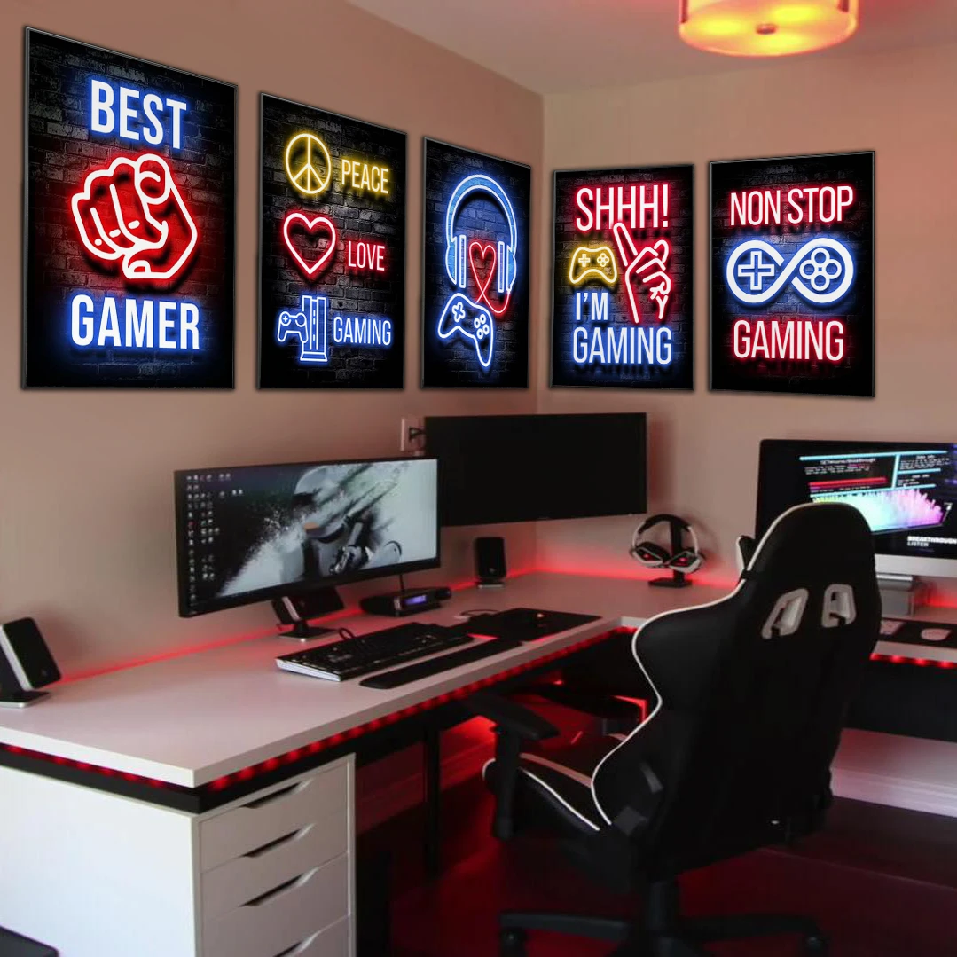 25 cool wall decor for gaming room ideas to level up your gaming zone