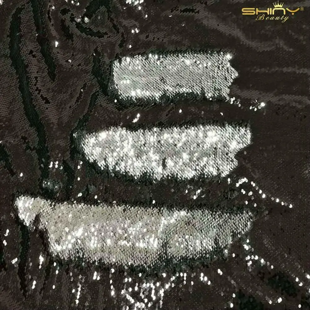 Блестки ткань черный до Серебряный 5 мм реверсивный блесток ткань 2 ярдов DIY материал для Garments-M191010