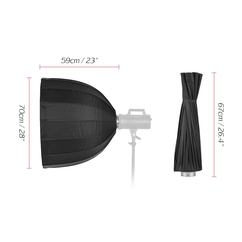 60/90 см 16 стержней портативный глубокий параболический Зонт софтбокс для Bowens Mount Studio Flash Light для Aputure COB 120D COB Softbox