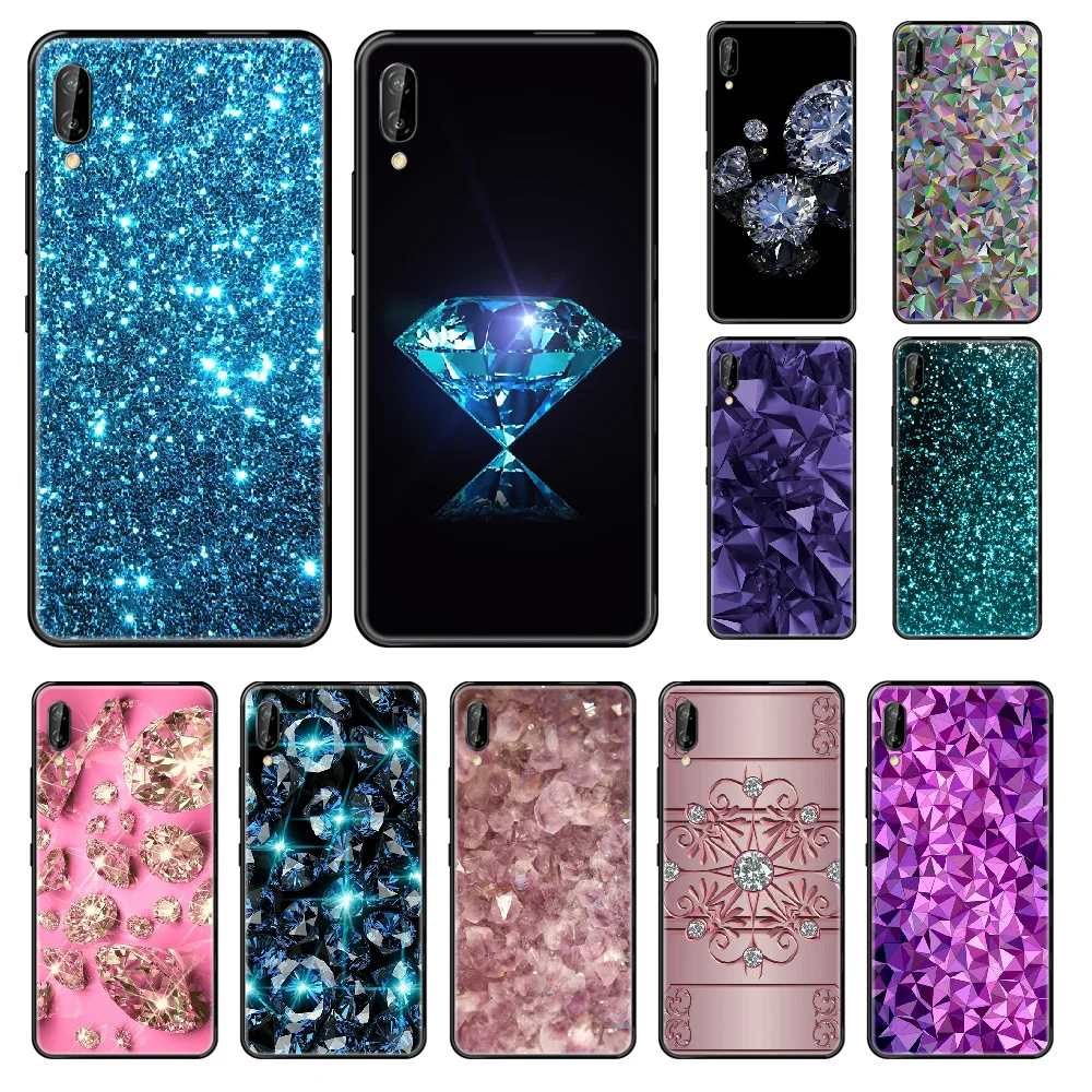 Красивый роскошный блестящий чехол для телефона Huawei Honor Mate 5 6 7 8 9 10 20 A C X Lite черный