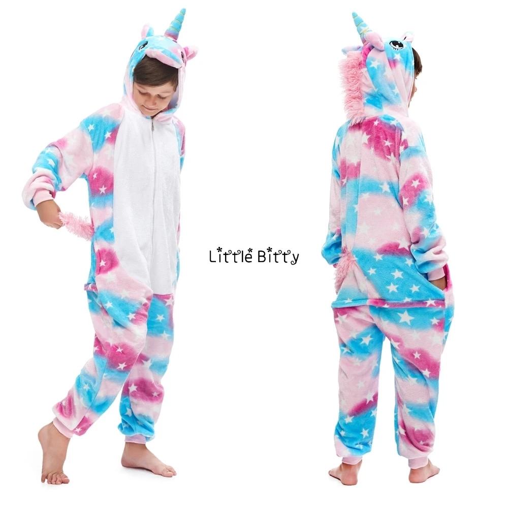 Зимняя Пижама с единорогом для девочек; Пижама для мальчиков с рисунком панды; вышивка динозавр; одеяло; Пижама для сна; комбинезон для детей; рождественские комбинезоны - Цвет: LA22