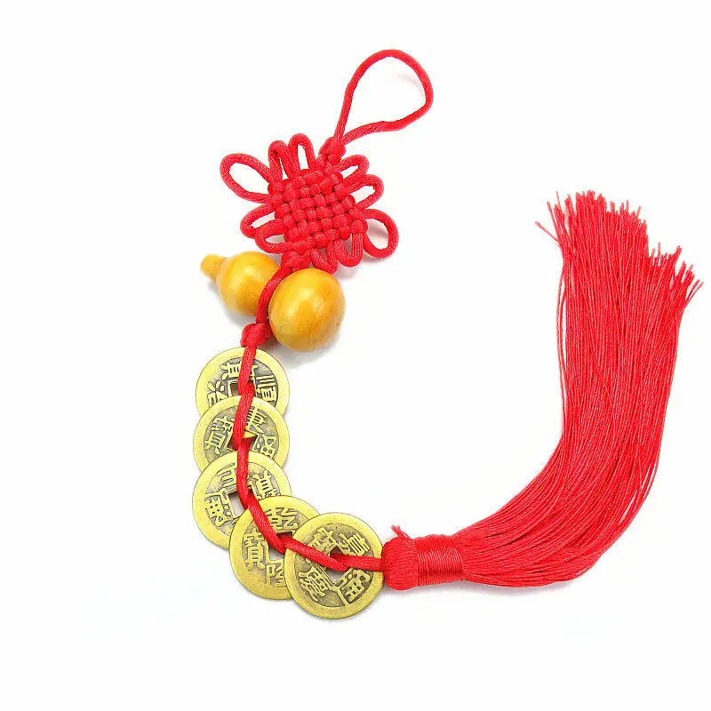 

Useful Car Home Hanging Decoration Copper Coin Gourd Pendant With Chinese Knots New Home Garden Supplies
