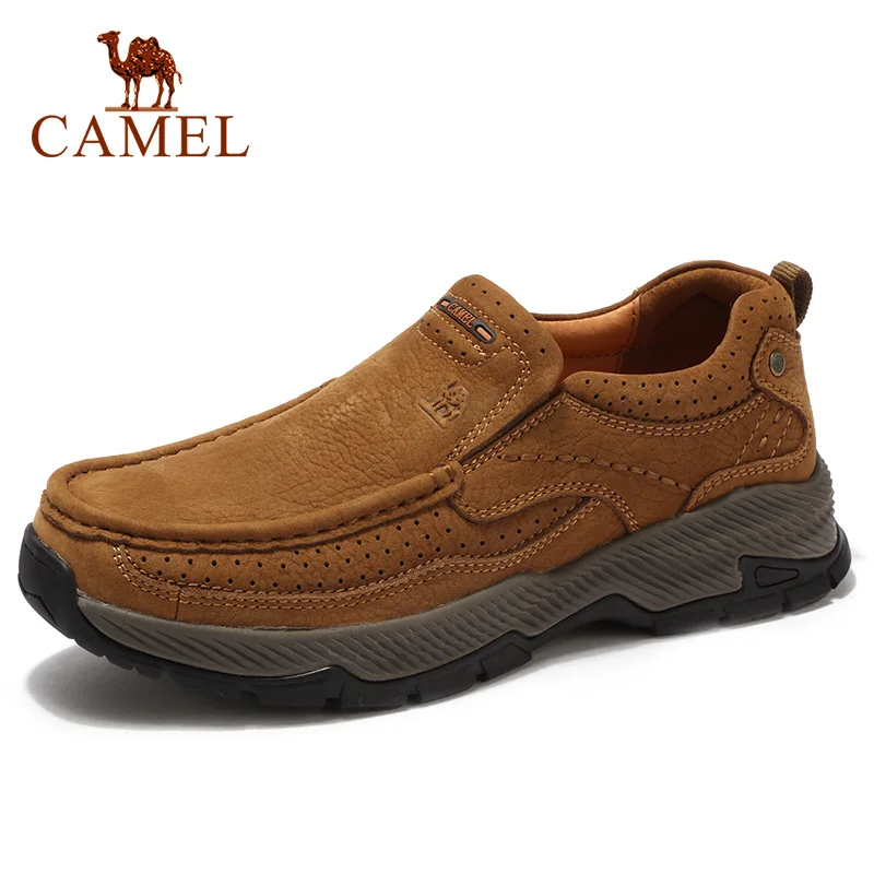CAMEL Men's Shoes Genuine Leather Casual Shoes Tooling Male Outdoor Soft-soled Fold-resistant Comfortable Cowhide Shoes Men