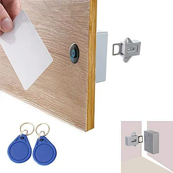 

IC Card Sensor Digital RFID Drawer Card Lock DIY Electronic Cabinet Lock, Battery RFID Card Invisible Hidden Drawer Locker Lock