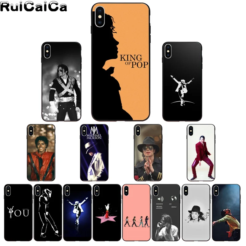 

RuiCaiCa Michael Jackson Black Soft Shell Phone Cover for iPhone 6S 6plus 7 7plus 8 8Plus X Xs MAX 5 5S XR