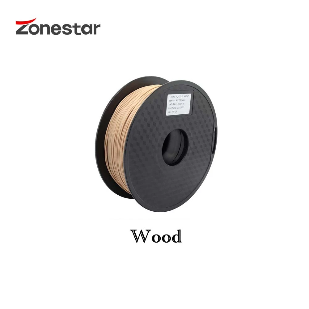 Wood ZONESTAR PLA нити для 3D принтера 1,75 мм Пластиковые расходные материалы Материал Вес нетто 1 кг - Цвет: Wood