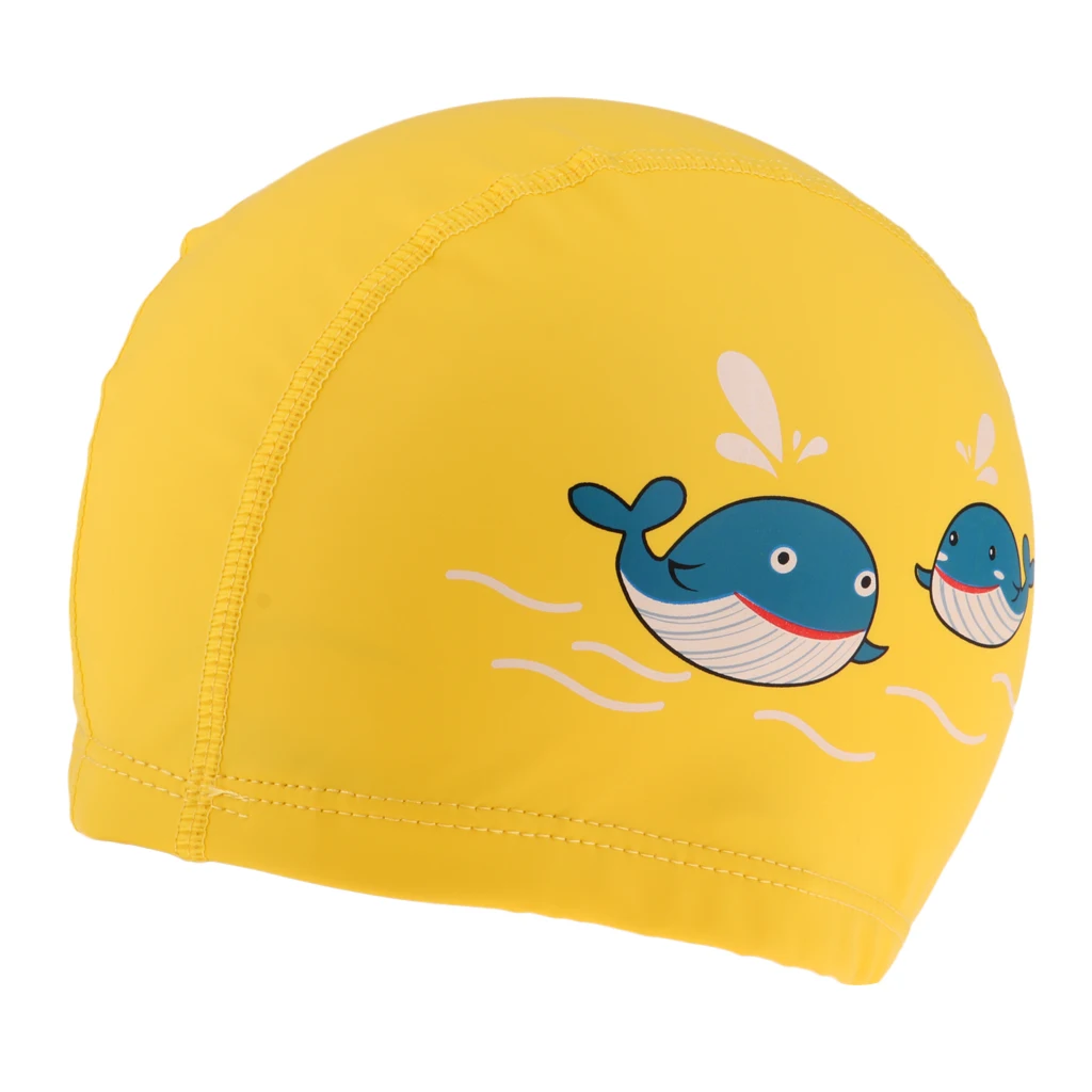 Fish Yellow as desc Плавающий колпачок из искусственной кожи для детей, для девочек и мальчиков, водонепроницаемые купальные шапочки, защитная шапка для ушей, s-Keep Long Hair, сухая - Цвет: Fish Yellow as desc