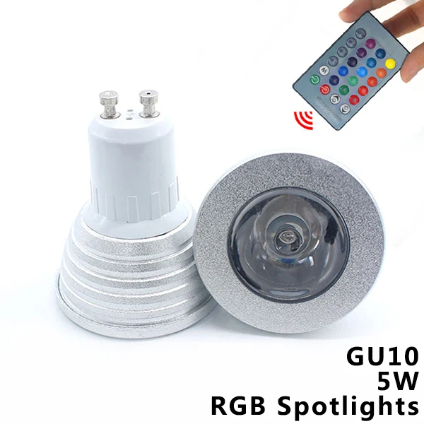 GU105W RGB Spotlight Самая низкая цена 5 Вт Светодиодный E27 E14 GU10 RGB светодиодный лампа 16 Цвет Светодиодный прожектор с ИК-пульт дистанционного управления светодиодный драйвер светодиодные лампы для украшения дома - Испускаемый цвет: GU105W RGB Spotlight