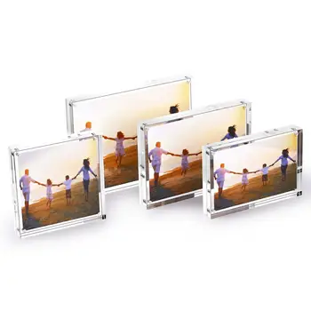 

Acrylic Photo Frame Tabletop Desktop Picture Frame Magnetic Acrylic Block Holder with Gift Package