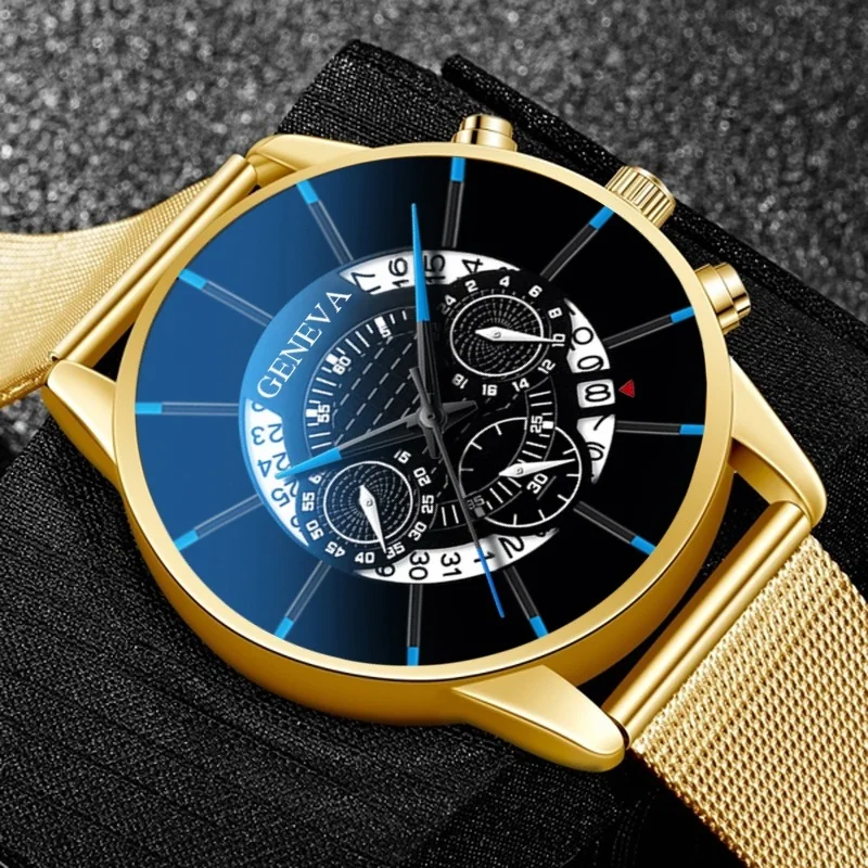 GENEVA Топ Бренд роскошные часы для мужчин Мода Бизнес Календарь нержавеющая сталь кварцевые наручные часы Мужские часы relogio masculino