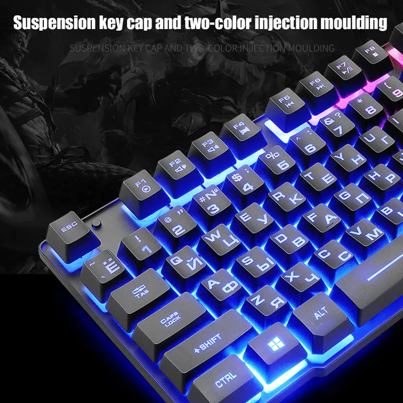 

Luminous Keyboard with Mouse Set Russian Ergonomic Waterproof Mechanical Keypad ING-SHIPPING