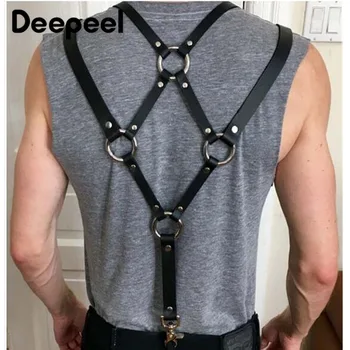 

Deepeel 1pc 3*120cm Fashion PU Suspenders Synthetic Leather Shoulder Strap Adjustable Punk Rock Male's Accessories Wild Casual