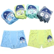 

4 Pcs/lot Boys Underpants Cartoon Children's Shorts Panties Printed Boxers Stripes Teenager Briefs Color Random
