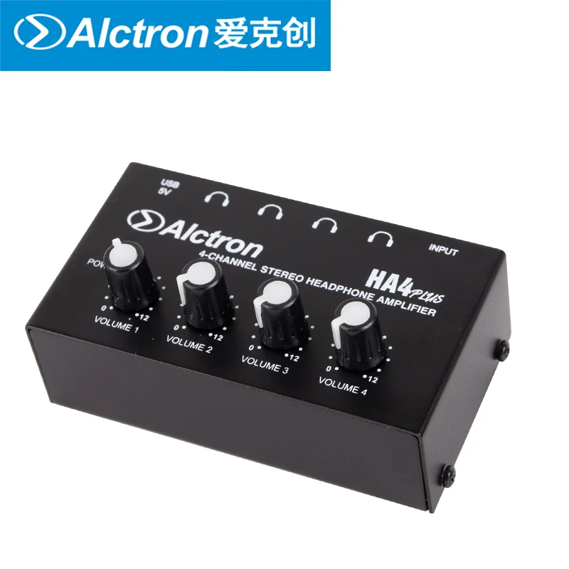 Alctron HA4PLUS Monitoring Headphone Amplifier Compact 4 Channel Headphone Amplifier USB Interface Powered Recording splitter