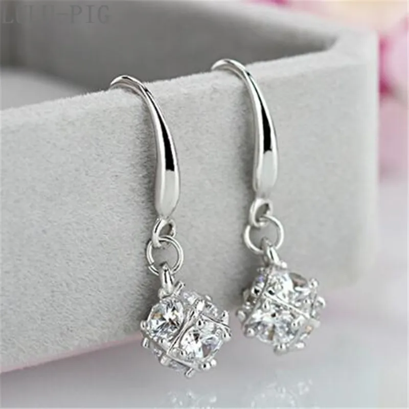 LULU-PIG South Korea's Long Zircon Eardrop Female Style high-end Tassel Crystal 925 Sterling Silver Earrings EH058 | Украшения и
