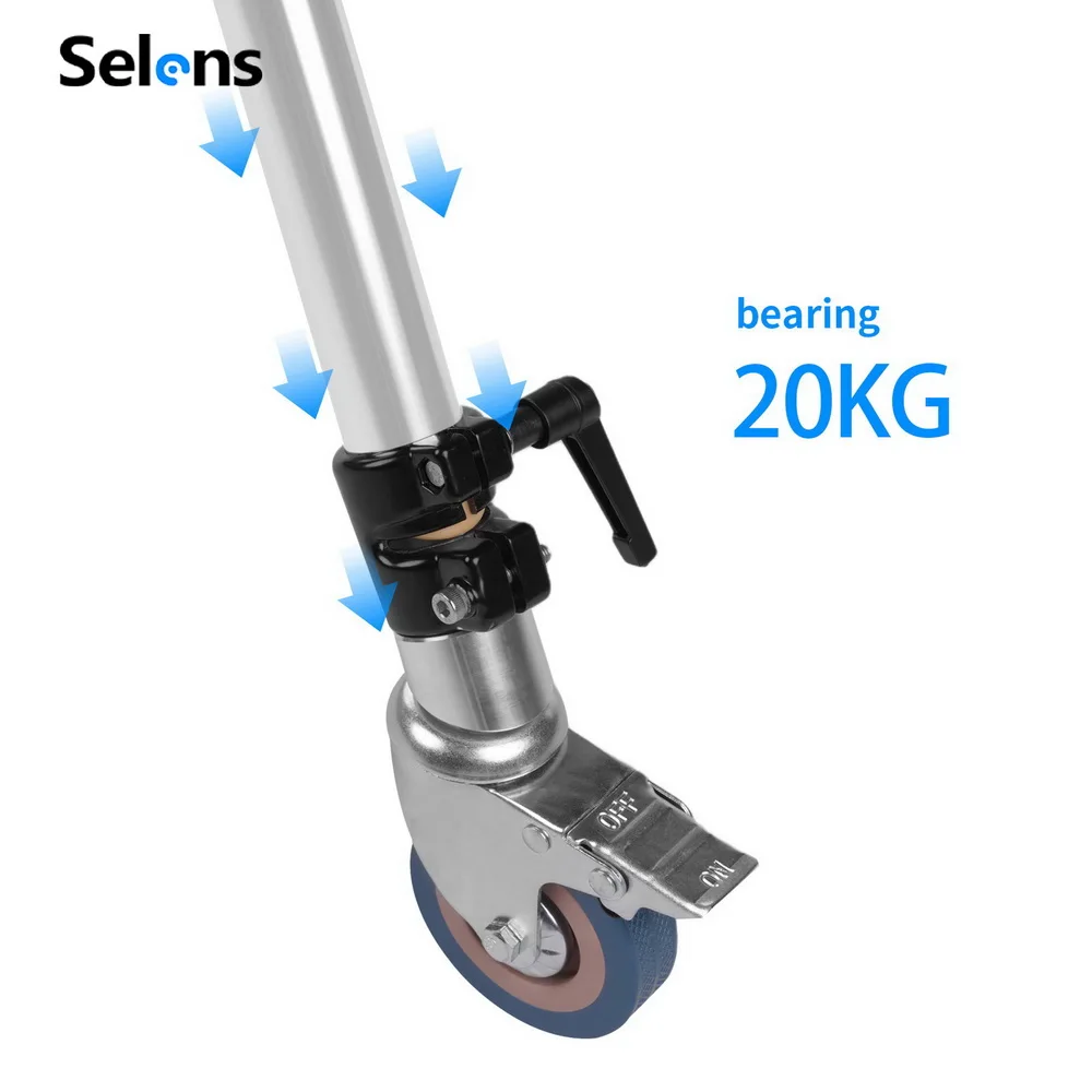 Selens 3Pcs C-Stand Swivel Caster Wheel Set for Photography Century Foldable Light Stand Tripod Magic Leg