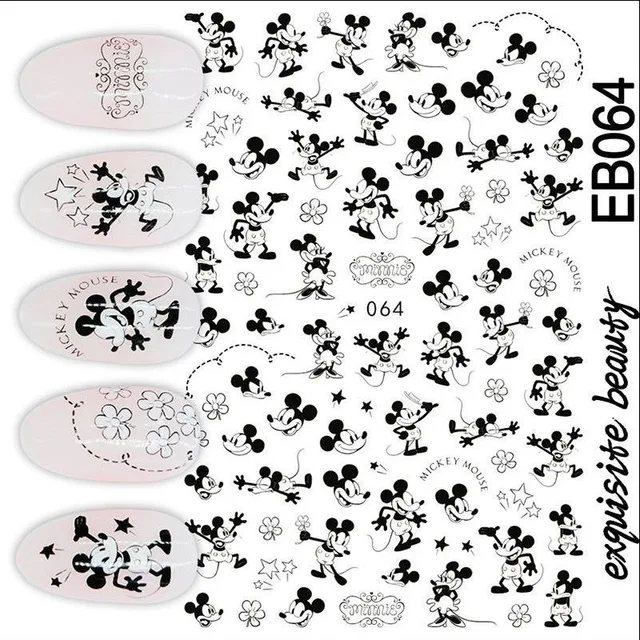 1PCS Disney Cartoon Anime Stitch Nail Sticker Mickey Mouse Donald Duck Nail Slider Dumbo Lion King Art Nail Decoration 064