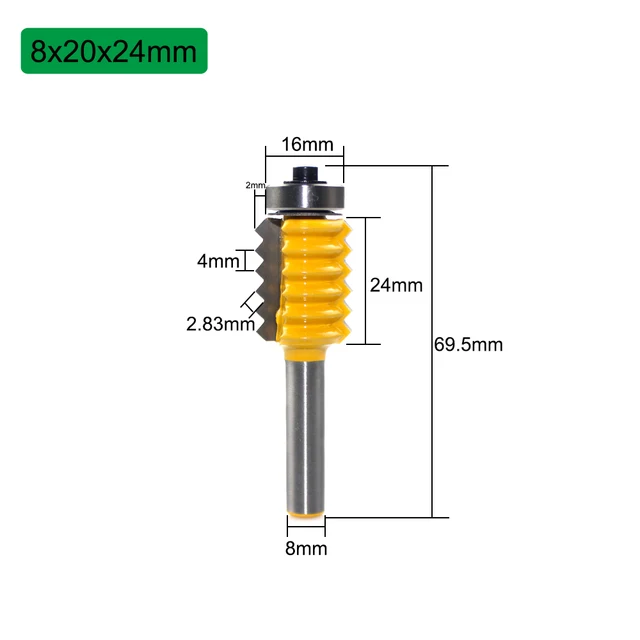 8mm Shank Finger Joint Glue Milling Cutter Raised panel V joint Router Bits for Wood Tenon Woodwork Cone Tenoning Bit C08-247 8x24mm