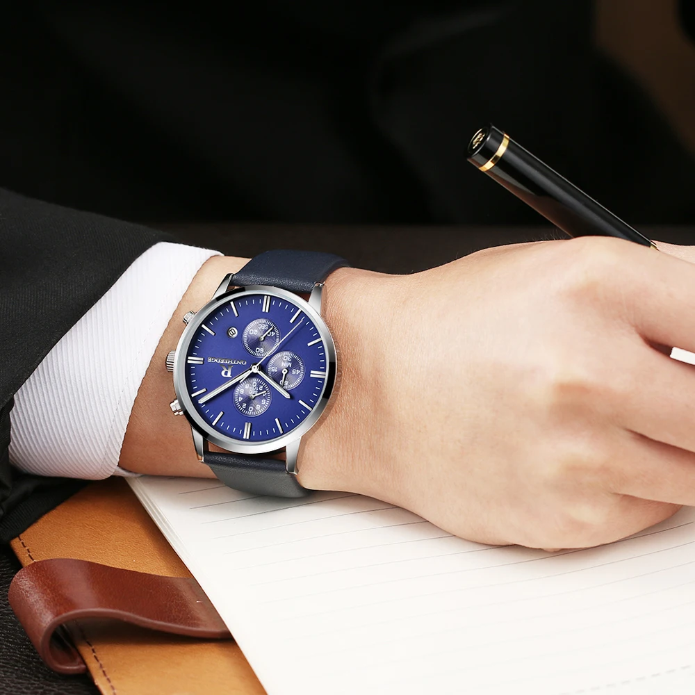 top luxury brand mens wrist watches hot fashion analog quartz watch for men waterproof chronograph sports wristwatches man clock male real leather strap Relogio Masculino (19)