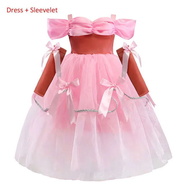 Новинка; платье принцессы Белль для девочек; карнавальный костюм; одежда для дня рождения; детское длинное платье на Хэллоуин; Костюм Золушки Софии - Цвет: Pink