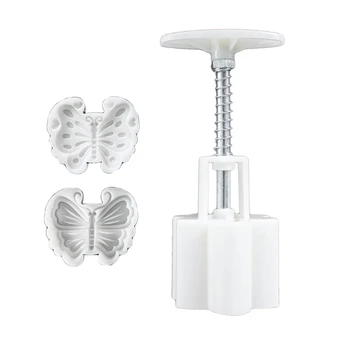 

Plastic Mooncake Mold 50/65g Cookie Cutter with 2 Stamps Hand Press Chocolate 896A