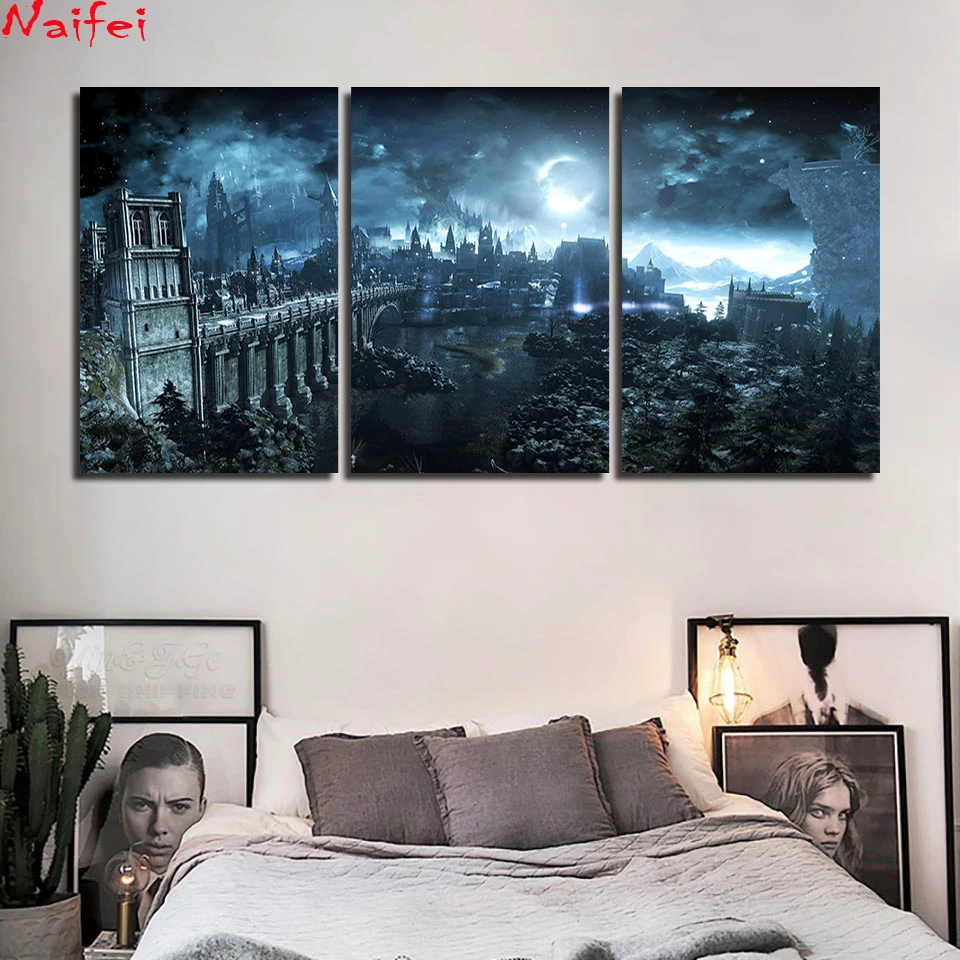 Wall-Art-3-Pcs-Video-Game-Canvas-Prints-Paintings-Dark-Souls-Poster-Modular-Pictures-For-Kids