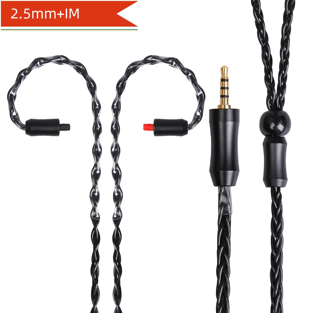 2.5mm IM Black FDBRO MMCX 2pin 8 ядер сбалансированный обновления наушники кабель 2,5/3,5/4,4 мм разъем для наушников с серебряным покрытием провода SE215 SE315 SE425 SE535 SE846 - Цвет: 2.5mm IM Black