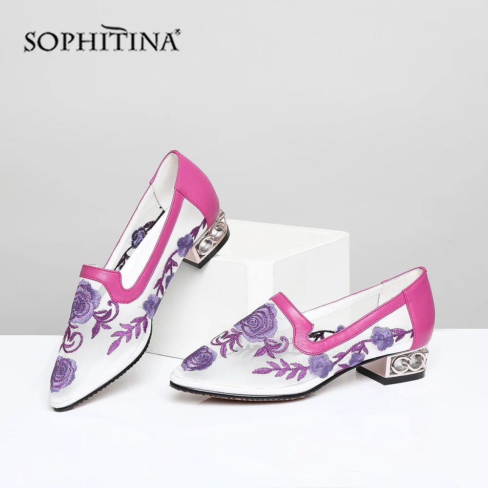 SOPHITINA/летние женские туфли-лодочки с острым носком Ажурные туфли на низком