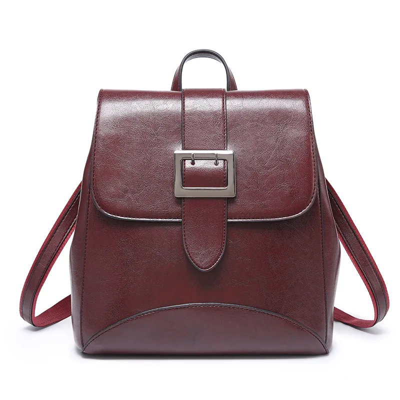 

2020 New Oil Wax Leather Women's Backpack Multi-Function Fashion Trend Women's Bag All-match Single Shoulder Cross-Body Backpack