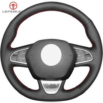 

LQTENLEO Black Artificial Leather DIY Car Steering Wheel Cover For Renault Kadjar Koleos Megane Talisman Scenic Espace 2015-2018
