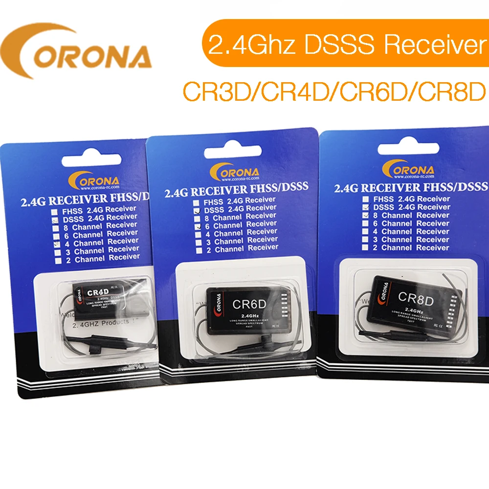 Ресивер Corona CR3D/CR4D/CR6D/CR8D 2 4 ГГц 3 канала-8 каналов (V2 DSSS) совместим с CT8Z/CT8J/CT8F для