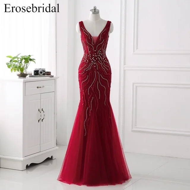 Erosebridal, королевское синее длинное вечернее платье,, серебряное, расшитое бисером, Русалка, длинное, официальное, женское, вечернее платье, вечернее платье с Ttain - Цвет: Color 2