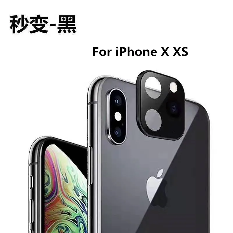 For iPhone X XS Объектив мобильного телефона Модифицированная камера Наклейка металлическая крышка протектор для iPhone X XR Xs Max Второе изменение 11 Pro Max 11pro объектив - Цвет: For iPhone X XS