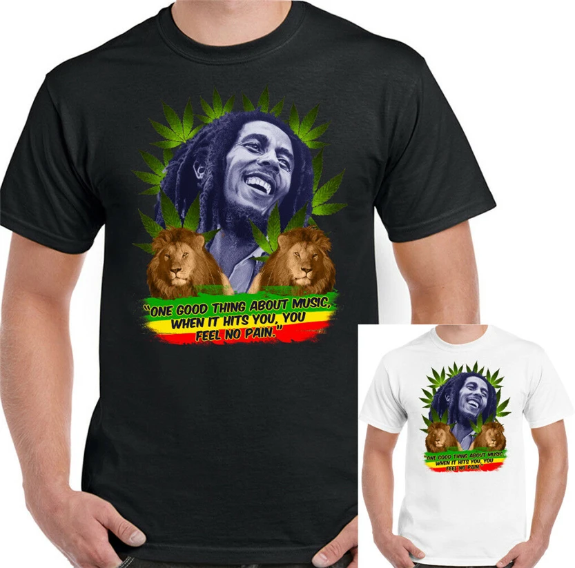 Feel No Pain Мужская Bob Marley вдохновленная футболка Регги Музыка ямайская трава раста