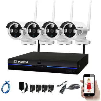 

Eyedea 4 CH 1080P 2MP WiFi NVR 960P Outdoor Waterproof Night Vision Remote Phone View Motion Detet CCTV Security Camera System